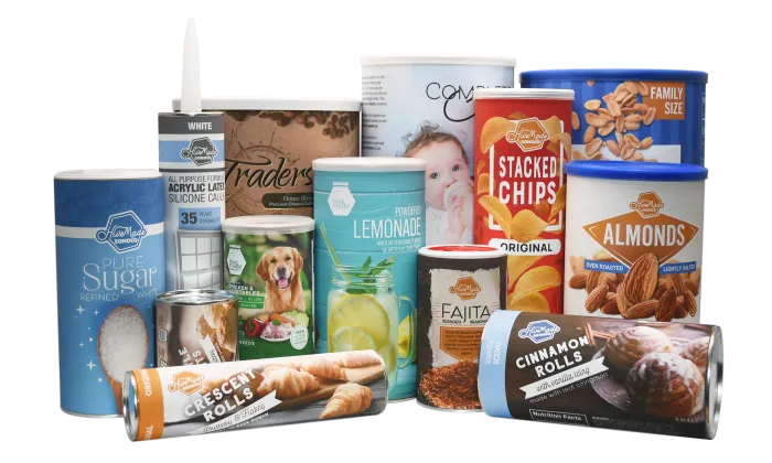 Collage de contenedores de papel rígido